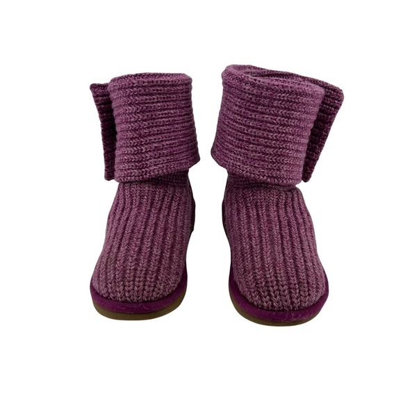 UGG Purple Cardy Sweater Knit Button Boots Size 3 Girl’s - Picture 4 of 11